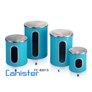 blue food canister