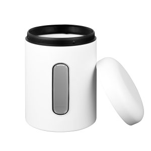 white stainless steel canister