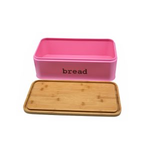pink carbon steel bread box