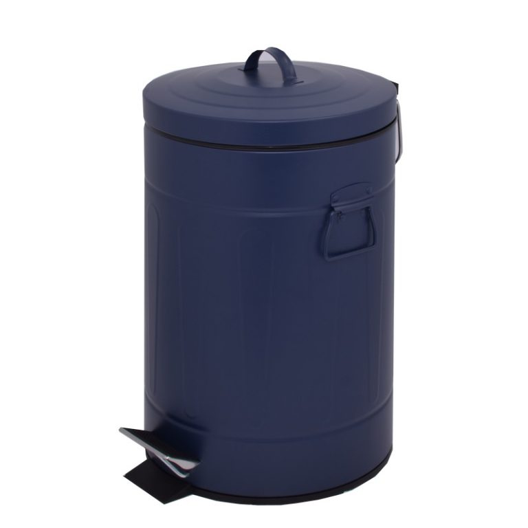 blue coating trash can