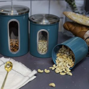 blue stainless steel canister
